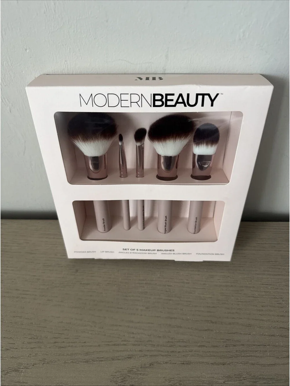 MODERN BEAUTY White Makeup Brush Set - 5 Piece Brush Set